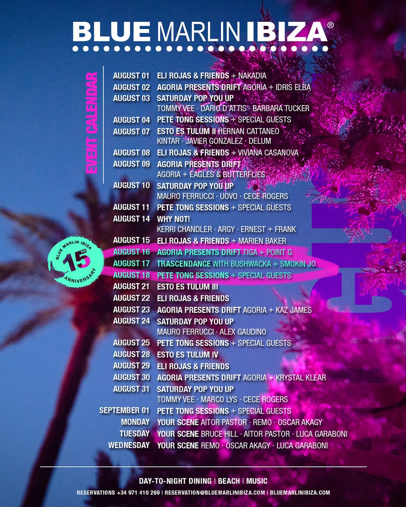 Blue Marlin Ibiza, the program of August 2019! | Ibiza by night